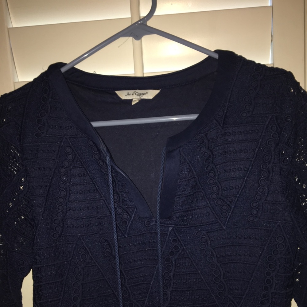 Crochet navy blue mini length dress